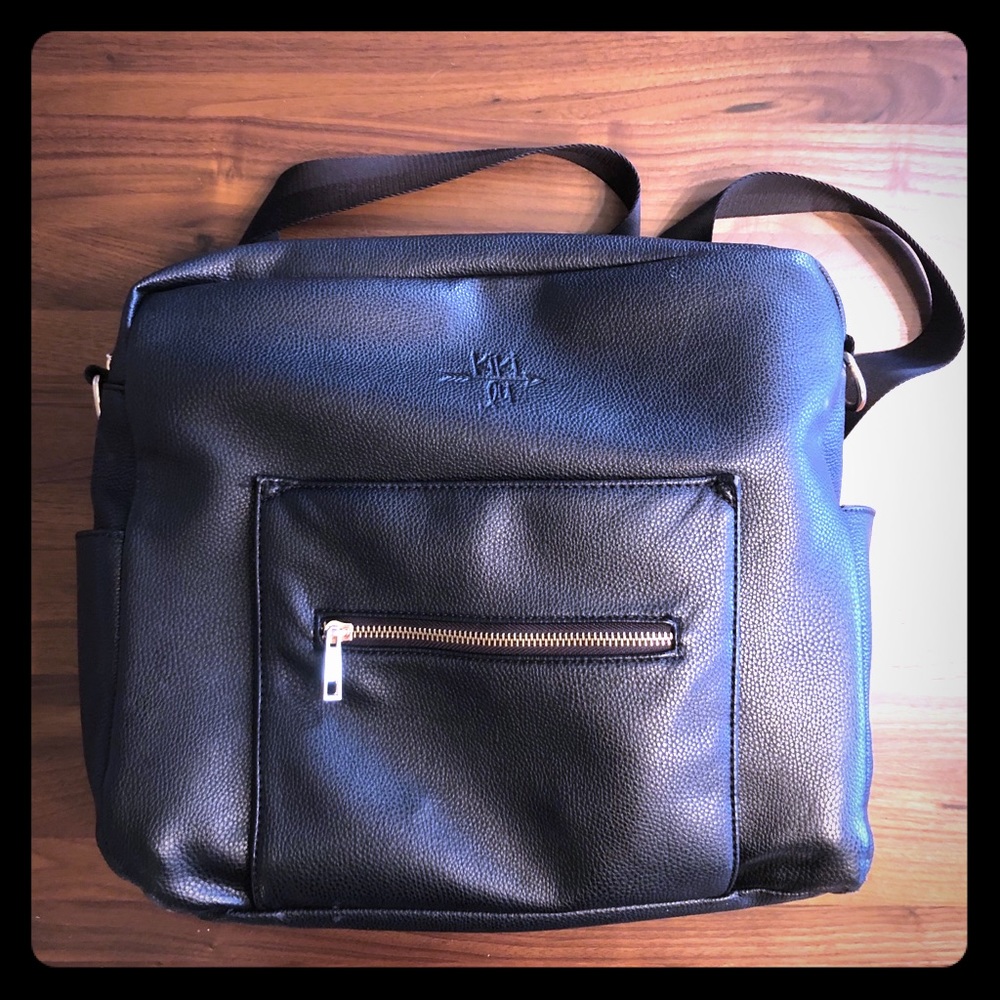 KIKI LU FAUX LEATHER DIAPER BAG/BACKPACK